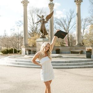 Elegant White Strapless Dress with Pearl detail from Peppermayo